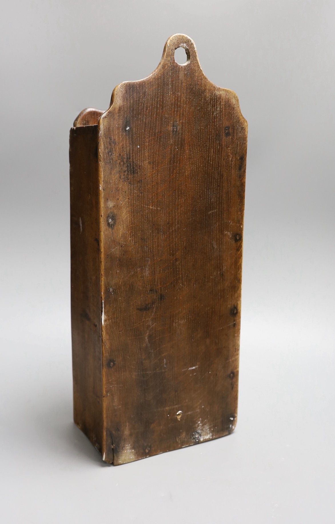 A George III oak candle box, 40.5cm